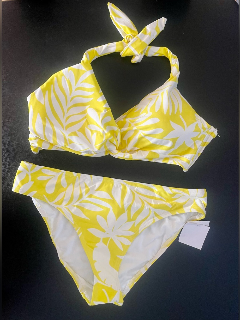 2pc Kate Spade Yellow and White Bikini Set